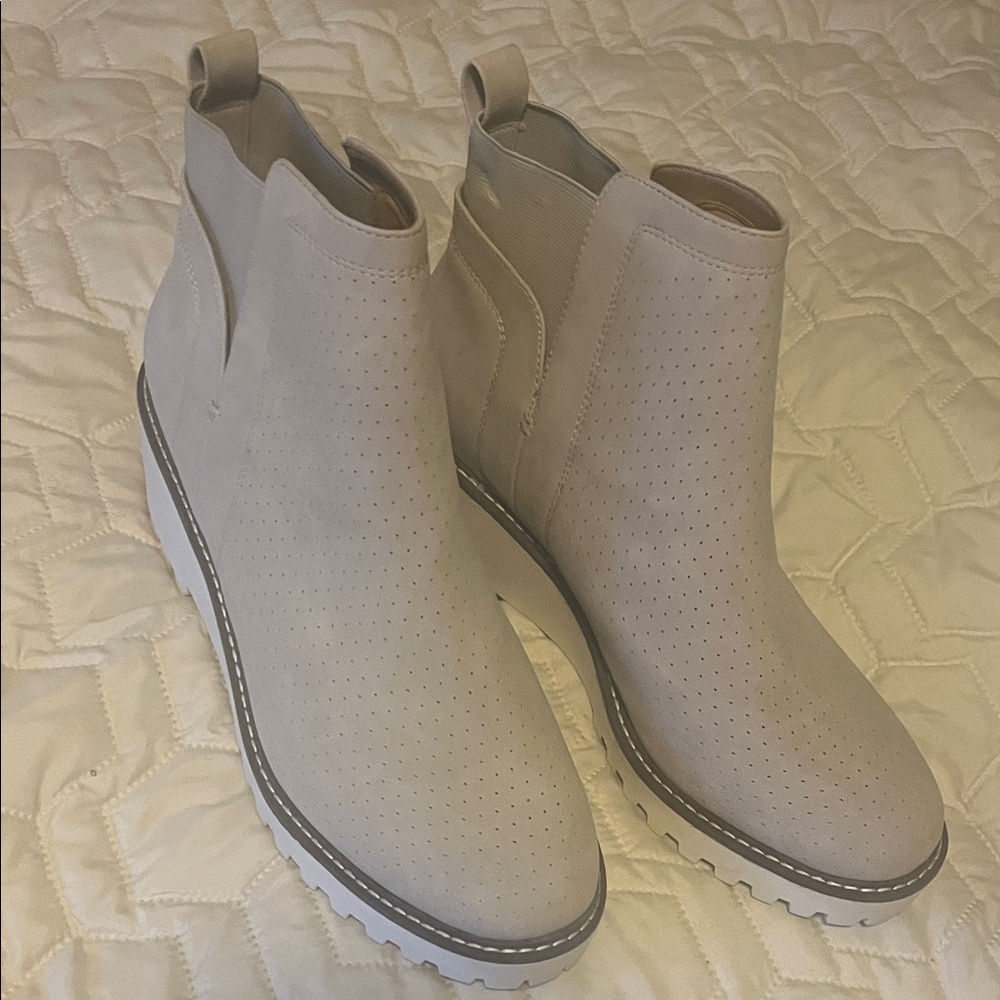 DV by Dolce Vita Perforated Cream Ankle Booties